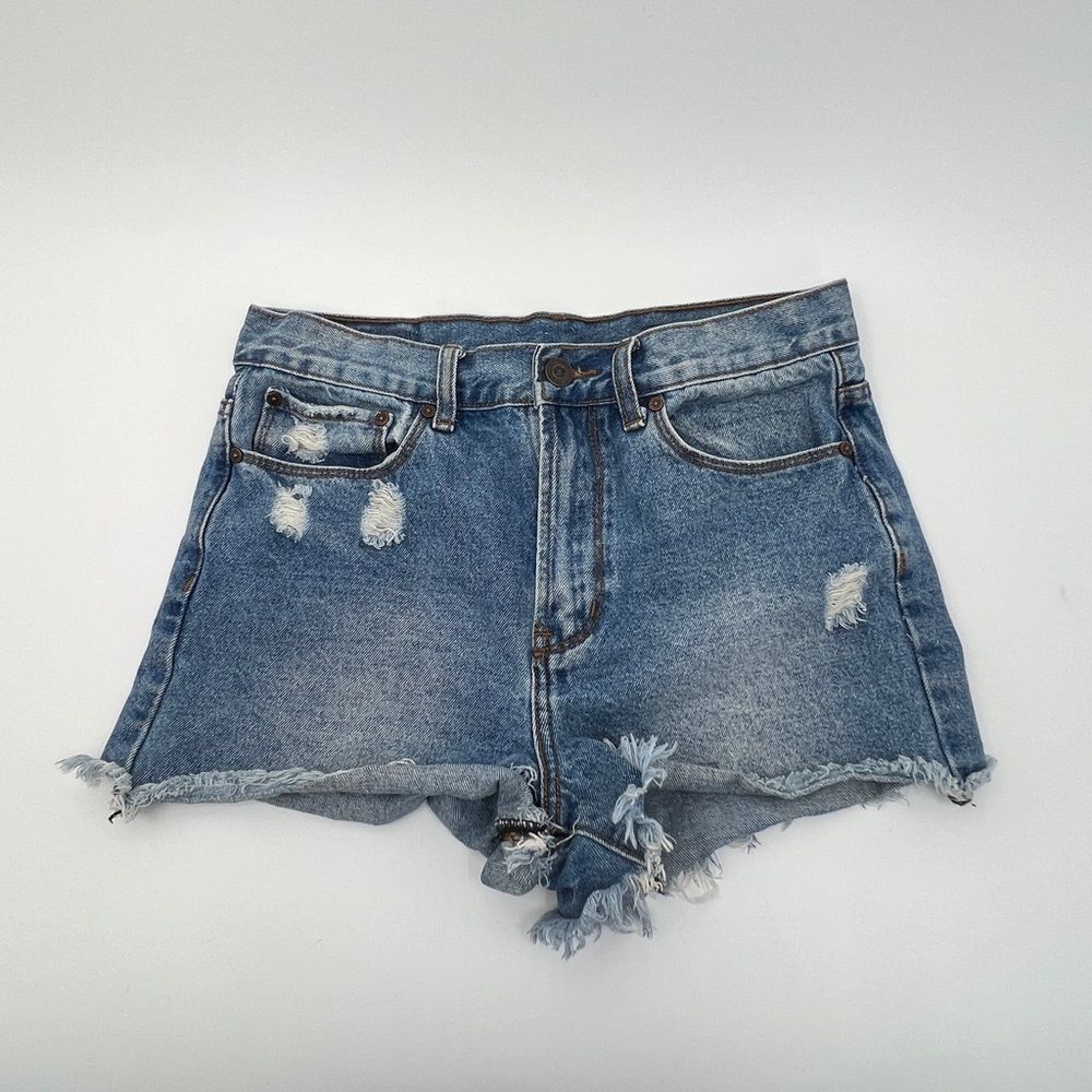 Denim Colab cut off denim jean shorts women's size 30 blue white - Picture 4 of 12